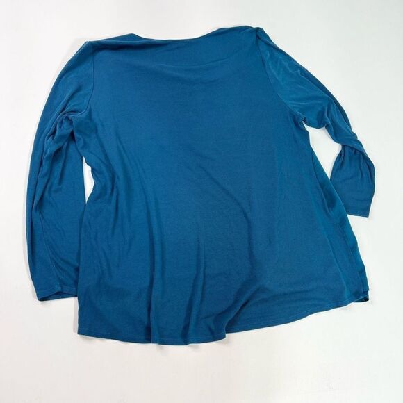 Soft Surroundings Tunic Top Women 1X Knitted Long Sleeve Split V-neck Hi-Low Hem - Picture 7 of 9